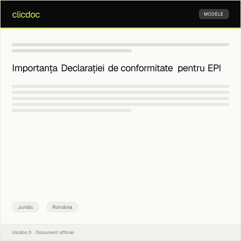 Document preview: Declarație de conformitate pentru echipamente de protecție individuală — Juridic, România